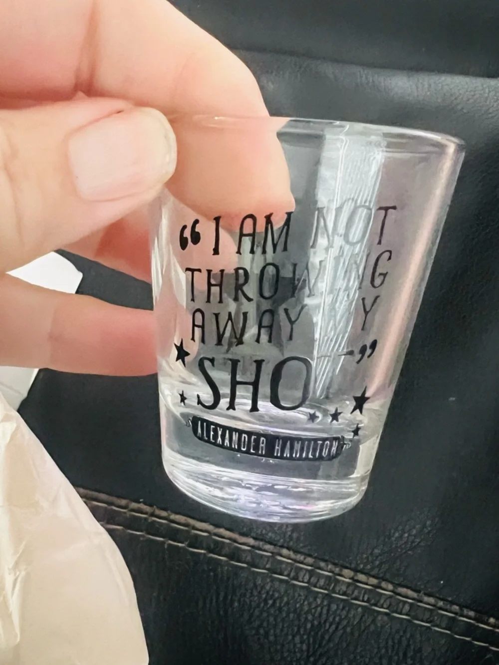 Alexander Hamilton 'I Am Not Throwing Away My Shot' Shot Glass New in Box - Picture 1 of 5